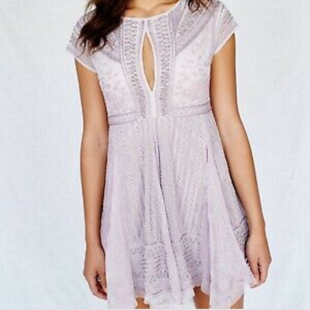 Free People Victoria Embellished Mini Dress (Lilac)